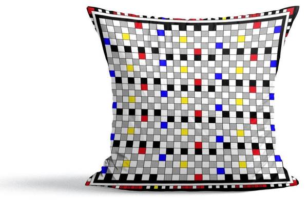 Samtkissen Sizilianische Quadrate Gold - Textil - 40 x 40 x 5 cm