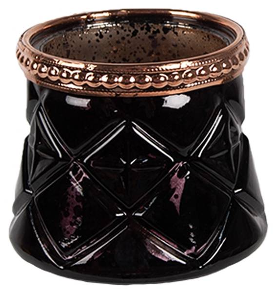 Teelichthalter Antono Schwarz - Glas - 7 x 6 x 7 cm