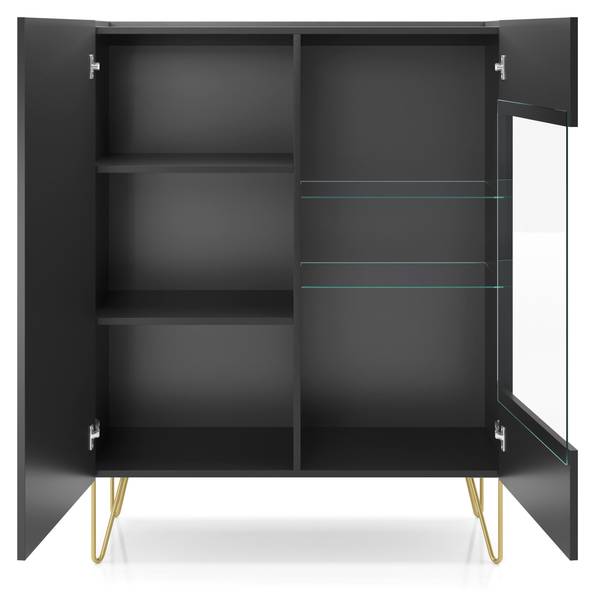 Vitrinenschrank HARMONY SC97 2D Schwarz - Melamin - 97 x 122 x 37 cm