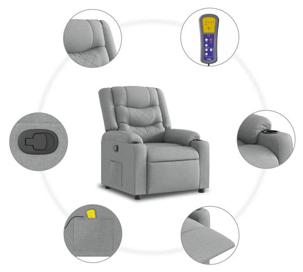 Fauteuil inclinable de massage 3032772 Gris - Polyester - 77 x 99 x 93 cm