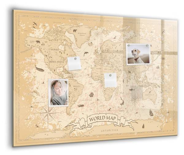 Memoboard Vintage Weltkarte 100 x 70 cm