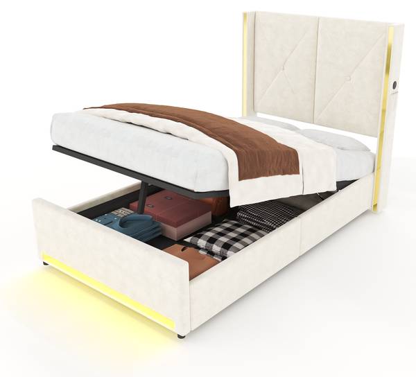 Einzelbett K-1969 Beige