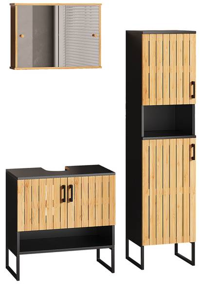 Badmöbel-Set Vayra 56197 Braun - Stahl - 60 x 66 x 33 cm