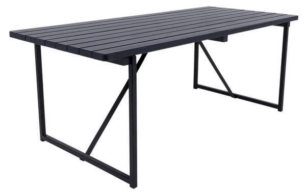 Gartentisch Riga Schwarz - Fichte - Teakholz - Stahl - 90 x 75 x 200 cm