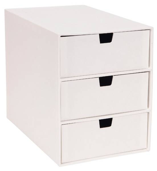 Schubladenbox 3 Fächer INGRID Weiß