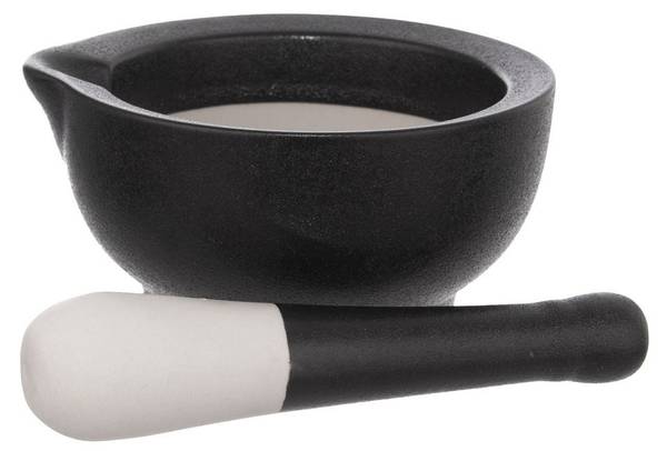 Mörser mit Stößel 131030 Schwarz - Porzellan - 12 x 6 x 13 cm