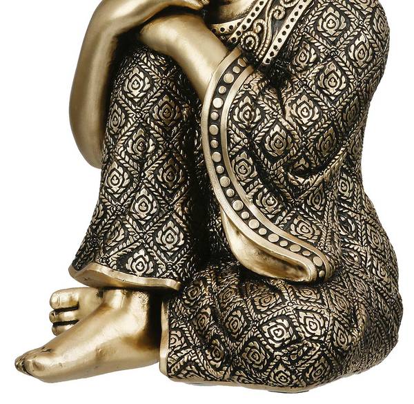 Buddha Samadhi Schwarz - Gold - Kunststoff - 10 x 17 x 10 cm