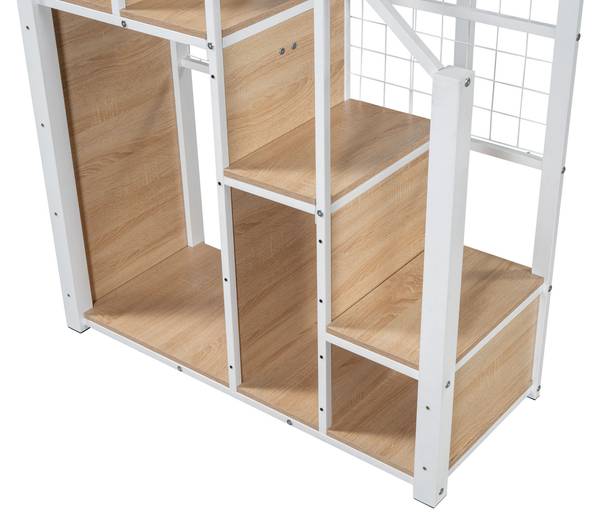 Hochbett-BB1032 Weiß - Metall - 188 x 170 x 210 cm