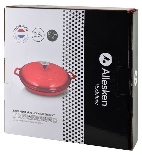Bratpfanne RODELUXE Rot - Metall - 31 x 6 x 31 cm