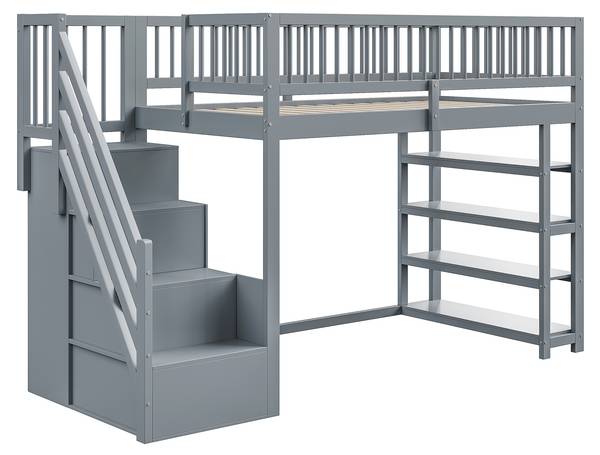 Hochbett K-929 Grau - Holzwerkstoff - 104 x 180 x 245 cm
