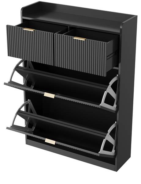 Schuhschrank BW-SG07 Schwarz - Massivholz - 24 x 110 x 80 cm