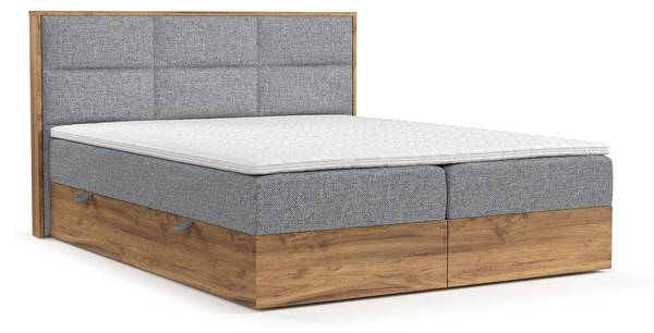 Boxspringbett Ikigai mit Topper Grau - Liegefläche Breite: 160 cm