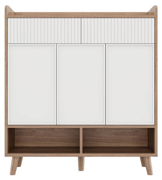 Schuhschrank NaturWoody Ⅳ Weiß - Holzwerkstoff - 90 x 100 x 35 cm
