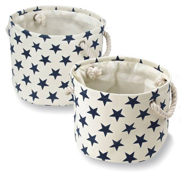 Lot de 2 Paniers toile 21674 Blanc - Tissu - 28 x 24 x 28 cm