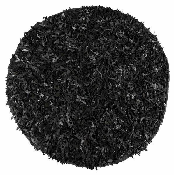 Lederteppich Dallas Schwarz - Echtleder - 150 x 1 x 150 cm