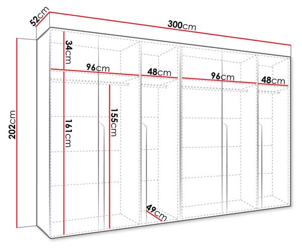Kleiderschrank Mila 1 Schwarz - Weiß - Durchmesser: 300 cm