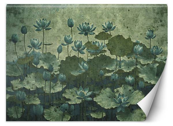 Papier peint, Nénuphars verts en fleurs 250 x 175 cm