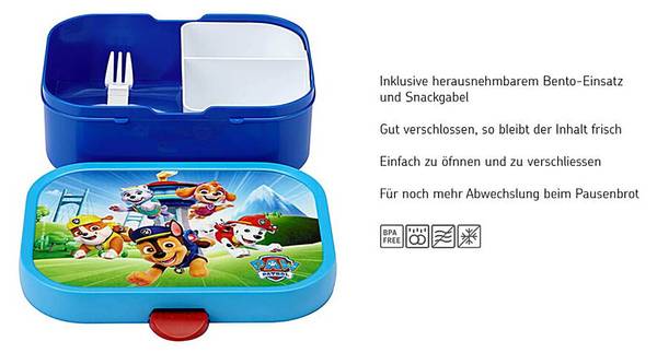 Brotdose mit Gabel Stitch Campus Blau - Gelb - Kunststoff - 14 x 7 x 18 cm