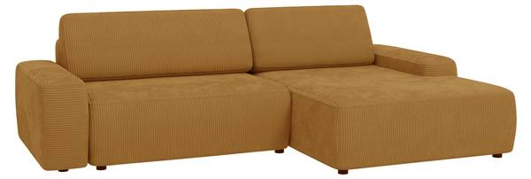 Ecksofa Luna mit Schlaffunktion, Cord Honig - Ecke davorstehend rechts