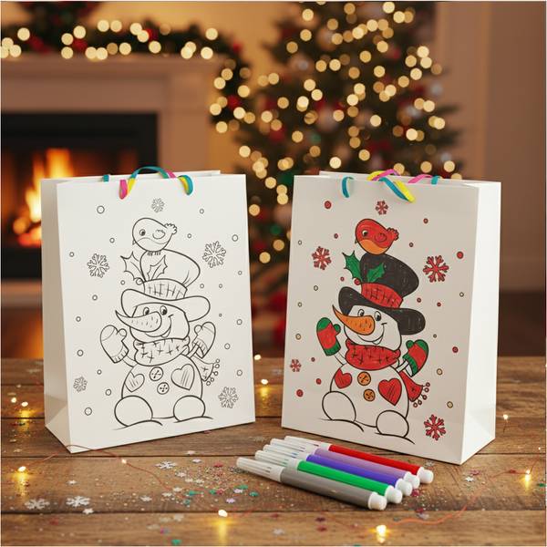 Geschenktüte Malen mit Filzstiften KIDS Weiß - Papier - 26 x 10 x 32 cm