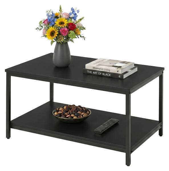 Couchtisch mit Ablage Materialmix Schwarz