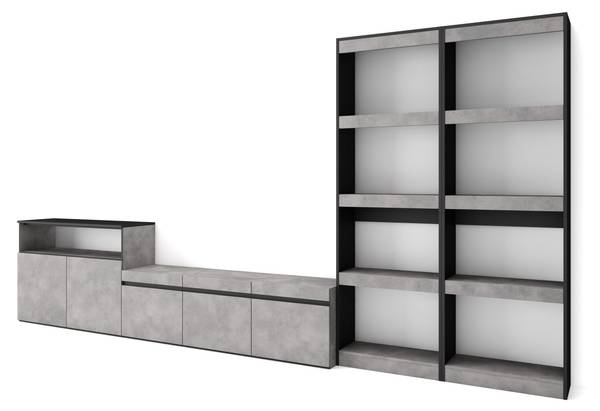 Eetkamerset Cozy Set van 4 grijs - melamine - 35 x 186 x 370 cm