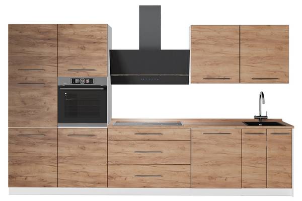 Küchenzeile Fame-Line 62963 Braun - Weiß - Stahl - 340 x 207 x 60 cm