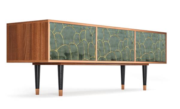 TV-Lowboard T4 Walnuss Blau - Holzwerkstoff - 170 x 59 x 48 cm