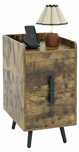 Nachtkastje TG32707 bruin - plaatmateriaal op houtbasis - 32 x 60 x 40 cm
