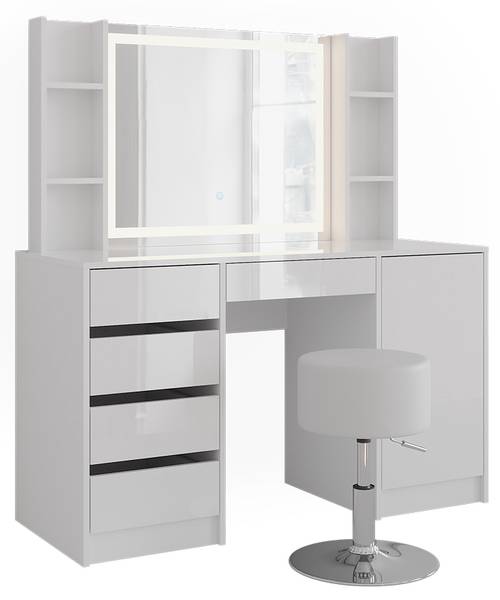 Schminktisch Sherry 57644 4er Set Weiß - Holzwerkstoff - 129 x 141 x 51 cm