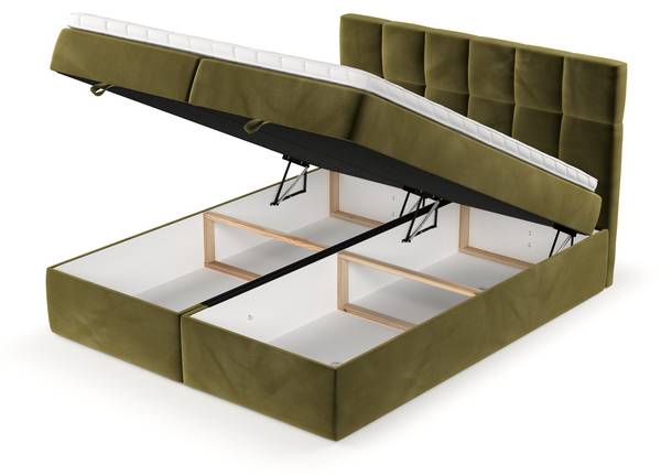 Boxspringbett SAVIO mit Stauraum Kronos Olivgrün - Liegefläche Breite: 140 cm