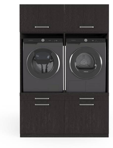 Waschmaschinenschrank Budapest Schwarz - Holzwerkstoff - 133 x 209 x 70 cm