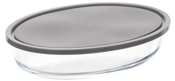Ovale Schale mit Deckel KEEPEAT Grau - Glas - 21 x 6 x 30 cm