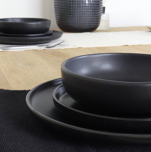 Tiefe Teller Suppenteller 6er Set 19cm Schwarz - Keramik - 19 x 6 x 19 cm