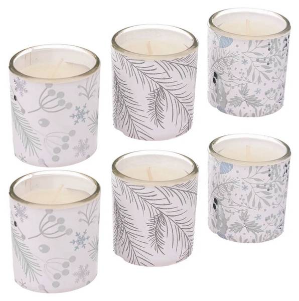 Duftkerzen 80136 6er Set Weiß - Glas - 5 x 5 x 5 cm