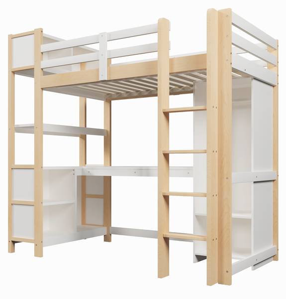 Hochbett Yaman Holz - Weiß