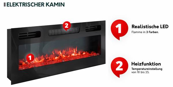 TV-Lowboard Lucca 180 mit Kamin Schwarz