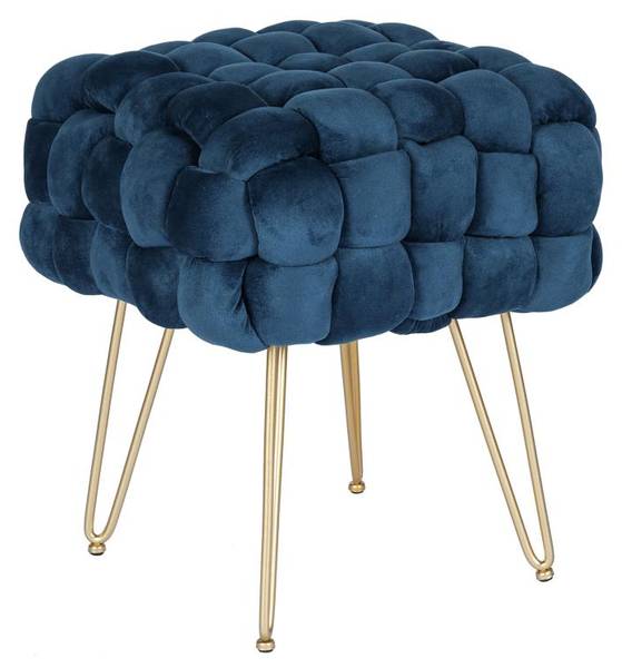 Hocker ESMEA Blau - Textil - 38 x 43 x 38 cm