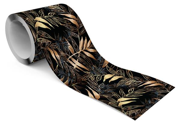 Behangrand BLADEREN Planten Glamour beige - zwart - bruin - vlies - 10 x 300 x 300 cm