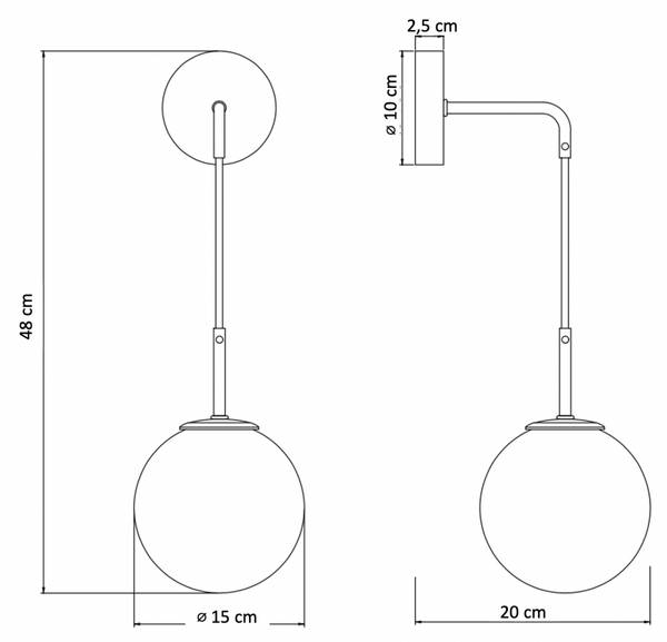 Wandleuchte Claudia Gold - Metall - 15 x 48 x 20 cm