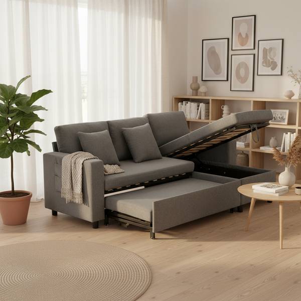 3-Sitzer-Sofa Mixed Grau - Textil - 143 x 83 x 220 cm