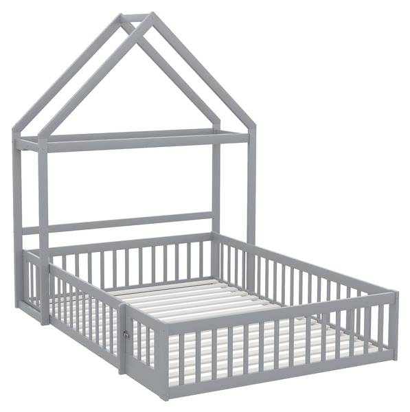 Kinderbett SafeHomey Ⅰ Grau - Holzwerkstoff - 154 x 198 x 205 cm