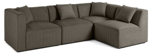 Ecksofa NOVA Grau - Samt - 269 x 74 x 178 cm