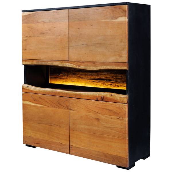 Highboard GRAND ACACIA Schwarz - Braun - Akazie - 100 x 120 x 40 cm