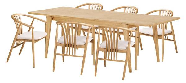 Essgruppe Oline (7-teilig) Weiß - Holz teilmassiv - 120 x 75 x 90 cm