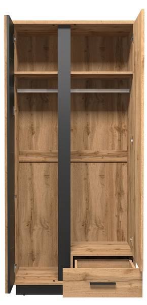 Kleiderschrank Lamelo Braun - Holzwerkstoff - 90 x 194 x 52 cm
