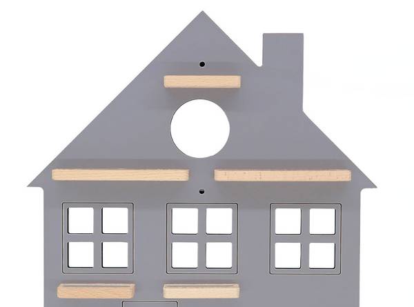Wandregal Haus Grau - Holzwerkstoff - 42 x 44 x 19 cm