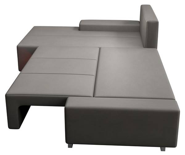 Sofa Davos LED mit Ottomane links Grau - Armlehne davorstehend links