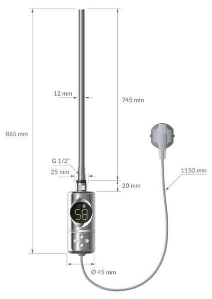 Badheizkörper LOM Silber - 50 x 120 cm