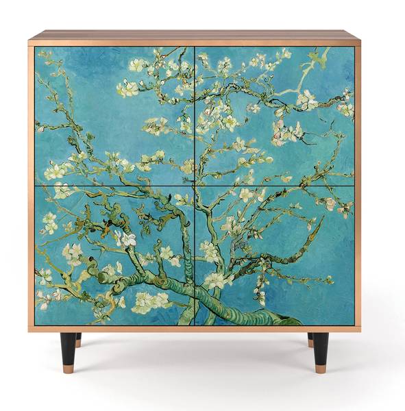 Sideboard BS3 Walnuss Blau - Holzwerkstoff - 94 x 96 x 48 cm